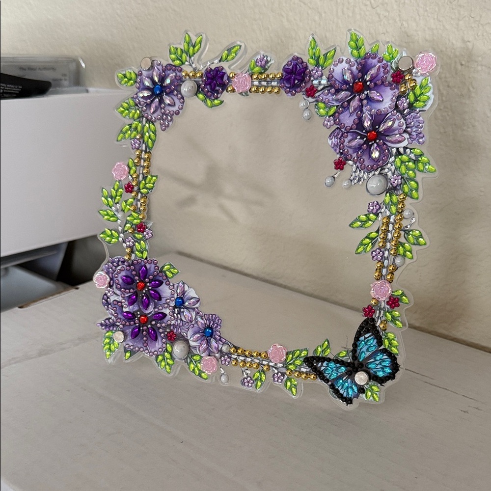 Decorative Floral Butterfly picture Frame - Purple, Green, Pink
